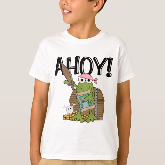 金の女の子のTシャツおよびギフトを持つカエルの海賊 Tシャツ (正面)