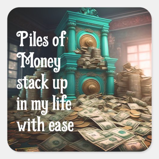 金の富の繁栄の豊かな肯定 スクエアシール (正面)