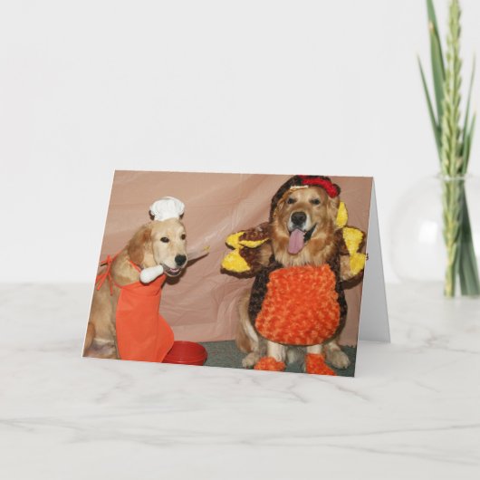 金の感謝祭の七面鳥を作る シーズンカード (正面)