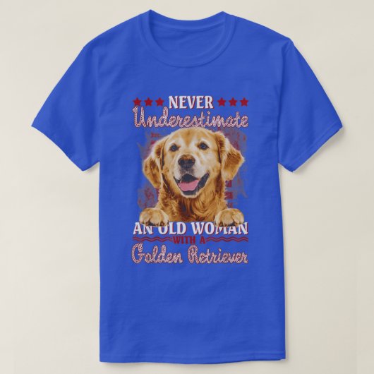 金の手を持った老婆を決して過小評価しない Tシャツ (デザイン正面)