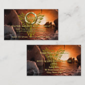 金の指輪、フェニックス、サーファー、保険仲介人 名刺 (正面/裏面)