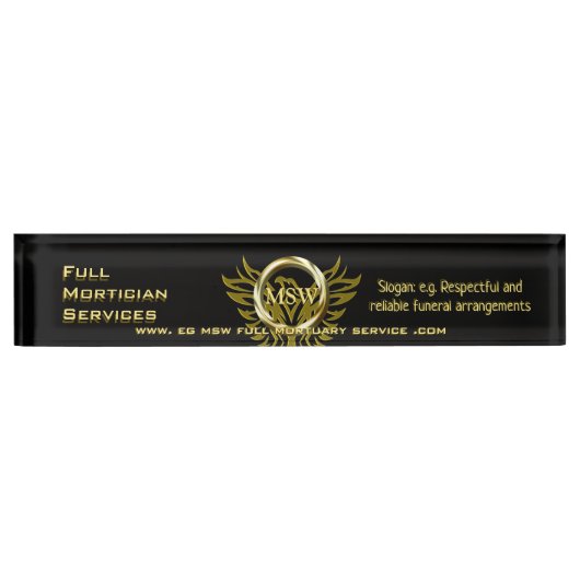 金の指輪、上昇のフェニックスの埋葬サービス デスクネームプレート (正面)