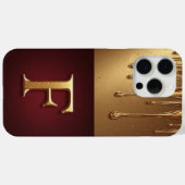 金の文字Fのモノグラム 垂れるメタリック Case-Mate iPhoneケース (裏面 (横))