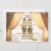 金の新郎カーテ素朴ンウェディングパーティー 招待状 (正面)