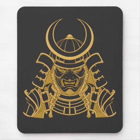 金の日本武士兜と面頬 マウスパッド (正面)