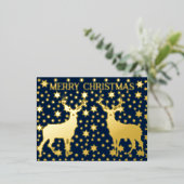 金の星とデアのクリスマス 箔シーズンポストカード (立ち正面)