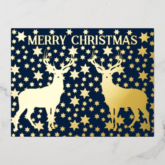 金の星とデアのクリスマス 箔シーズンポストカード (正面)