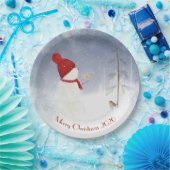 金の星のクリスマスの雪だるま ペーパープレート (パーティー)