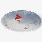 金の星のクリスマスの雪だるま ペーパープレート (アングル)