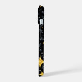 金の星のフラワーパターン iPhone 15ケース (左側面)