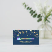 金の星の紙吹雪レインボー歯ブラシ歯医者 名刺 (スタンド正面)