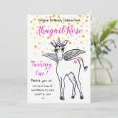 金の星の装飾が施された魔法の翼を持つユニコーン 招待状 (スタンド正面)