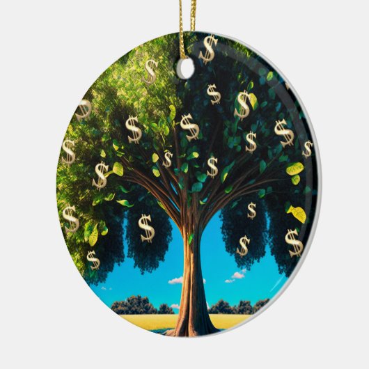 金の木の繁栄の富の豊賛美かさ セラミックオーナメント (左)