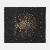 金の梟の木 フリースブランケット (正面(横))