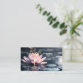 金の樹のシルエット 蓮の花 ゼン 名刺 (スタンド正面)
