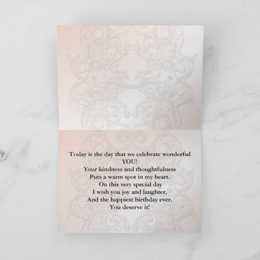 金の水仙の誕生日カード義理の娘 カード (内部)