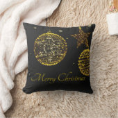 金の玉と星の黒い背景 クッション (ブランケット)