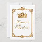 金の王冠で飾られたロイヤルバースデーパーティー 招待状 (正面)