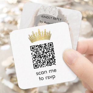 金の王冠のキンセアニエラ 写真 スキャンして 出欠を教えて QRコード エンクロージャーカード