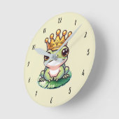 金の王冠のプリンスフログの童話のベビーベッドルーム ラウンド壁時計 (傾斜)