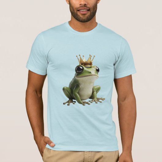 金の王冠をかぶったかわいいカエル王子 Tシャツ (正面)
