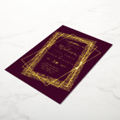 金の箔フレームテキスト ニカ・ワリマ イスラム教の結婚式 箔招待状 (回転した状態)