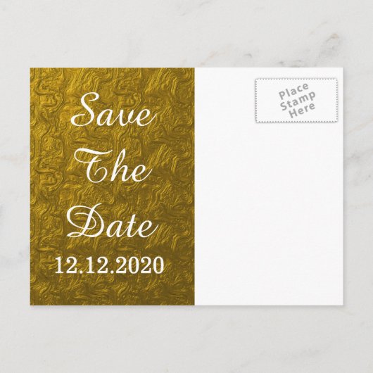 金の箔モノグラムの日付を保存 案内ポストカード (裏面)