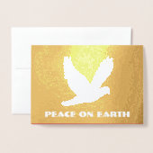 金の箔地球のクリスマス平和 箔カード (封筒付き正面)
