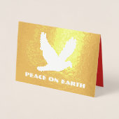 金の箔地球のクリスマス平和 箔カード (正面)