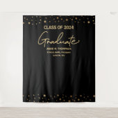 金の紙吹雪 卒業年 背景 卒業式 タペストリー (正面)