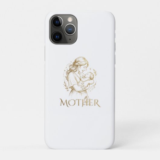 金の線画の母と子透明背景付き Case-Mate iPhoneケース (裏)