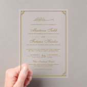 金の縁取りイスラム教徒の結婚式 アクリル招待状 (インサイチュ (ポータブル))