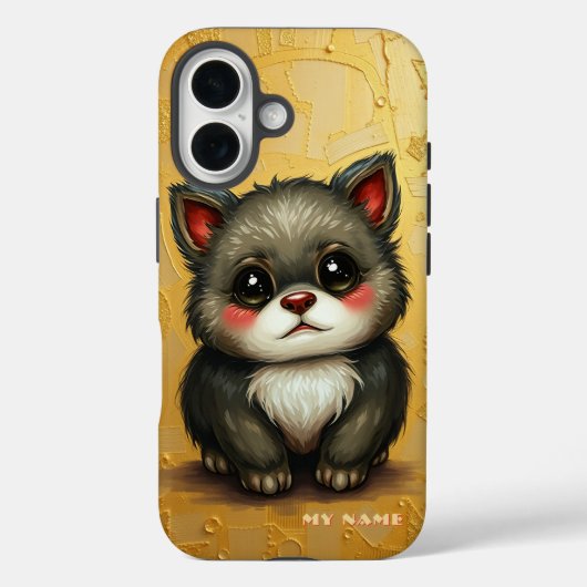 金の背景で愛らしい子犬 Case-Mate iPhoneケース (裏面)