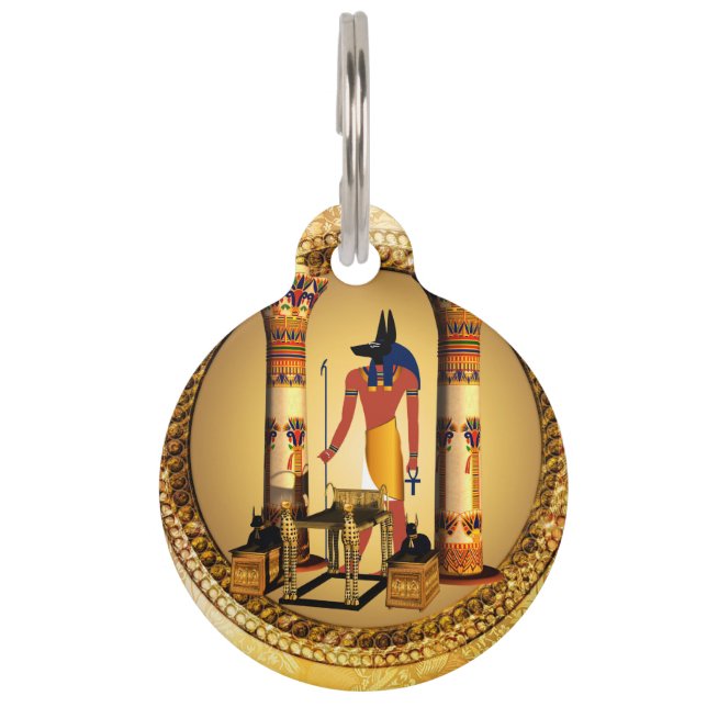 金の背景にアヌビス ペット　ネームタグ (裏面)