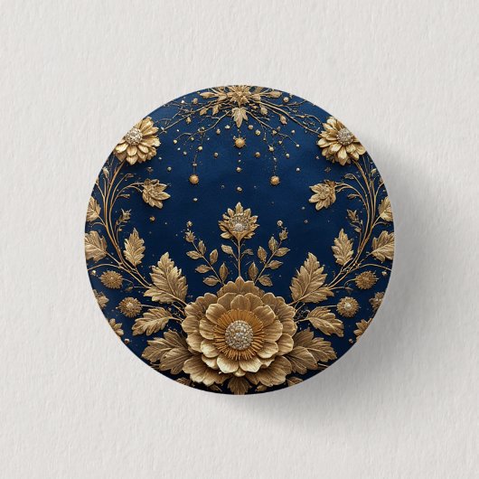 金の花の装飾 缶バッジ (正面)