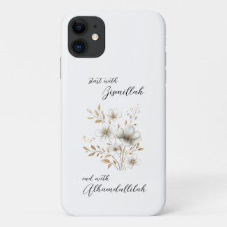 金の花模様のビスマッラー・アルハムドゥリラー iPhone 11 ケース