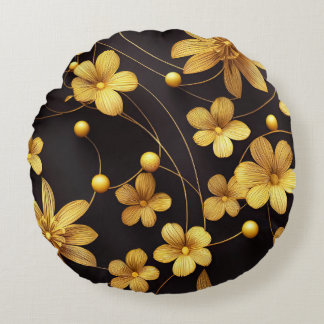 金の花 ラウンドクッション