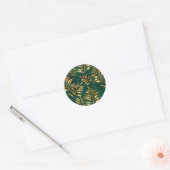 金の葉のシームレスパターン ラウンドシール (封筒)