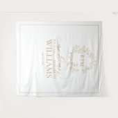 金の葉の紋章の結婚式の写真 タペストリー (正面(横))