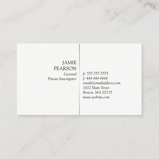 金の虫眼鏡の私立探偵 名刺 (裏面)