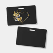 金の蝶のハート バッジ (正面＆裏面)