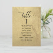 金の装飾と黒の背景の席次表カード（ゲストの名前入り） (スタンド正面)