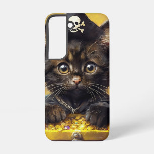 金の財宝で愛らしい海賊の子猫 SAMSUNG GALAXY S22ケース