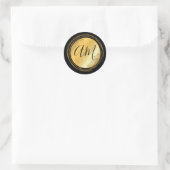 金の金属フレームのカスタムモノグラム文字 ラウンドシール (バッグ)