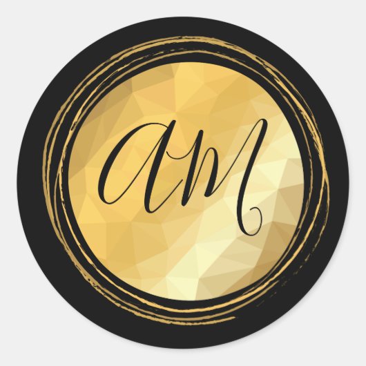 金の金属フレームのカスタムモノグラム文字 ラウンドシール (正面)