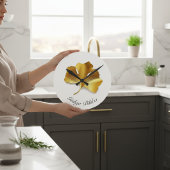 金の銀杏の葉 - 長寿と健康のシンボル ラウンド壁時計