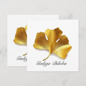 金の銀杏の葉 - 長寿と健康のシンボル 招待状 (正面/裏面)