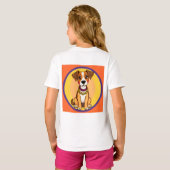 金の鎖を付けた愛らしいキャラクターの犬 Tシャツ (裏面フル)