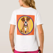 金の鎖を付けた愛らしいキャラクターの犬 Tシャツ (裏面)