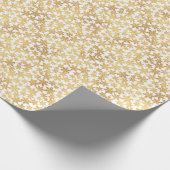 金の雪の結晶のクリスマスパターン ラッピングペーパー (角)